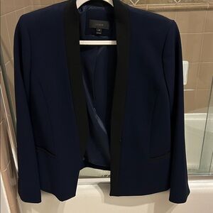 J. Crew Women's Midnight Blue Blazer with Black Trim
